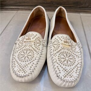 Coach Cream Studded Moccasins